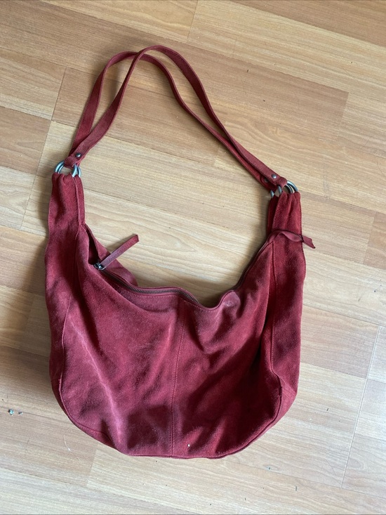 Free People Handbags - Free People Roma Rust Red Suede Hobo Shoulder Bag